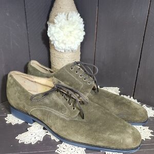 Elegant Olive Suede Men's Oxfords
